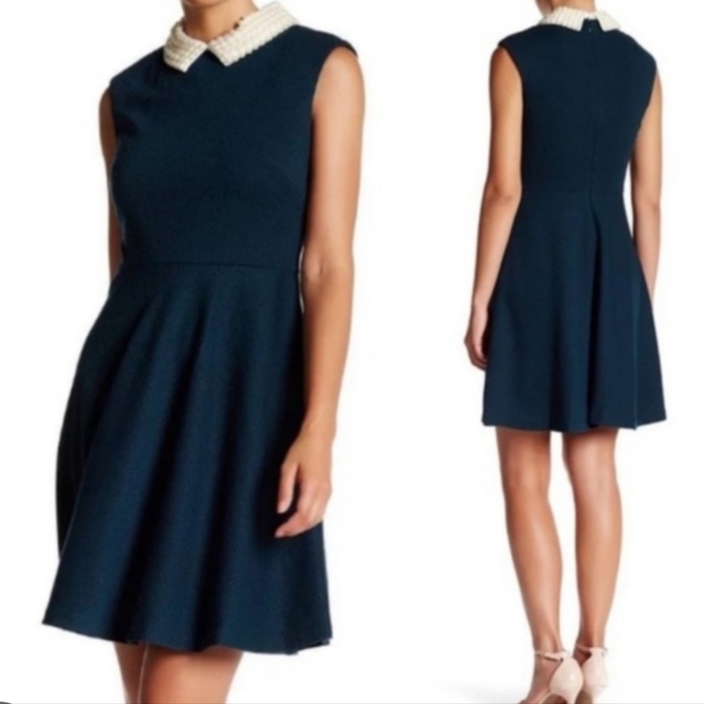 Betsey Johnson Pearl Collar Dress Mini Green